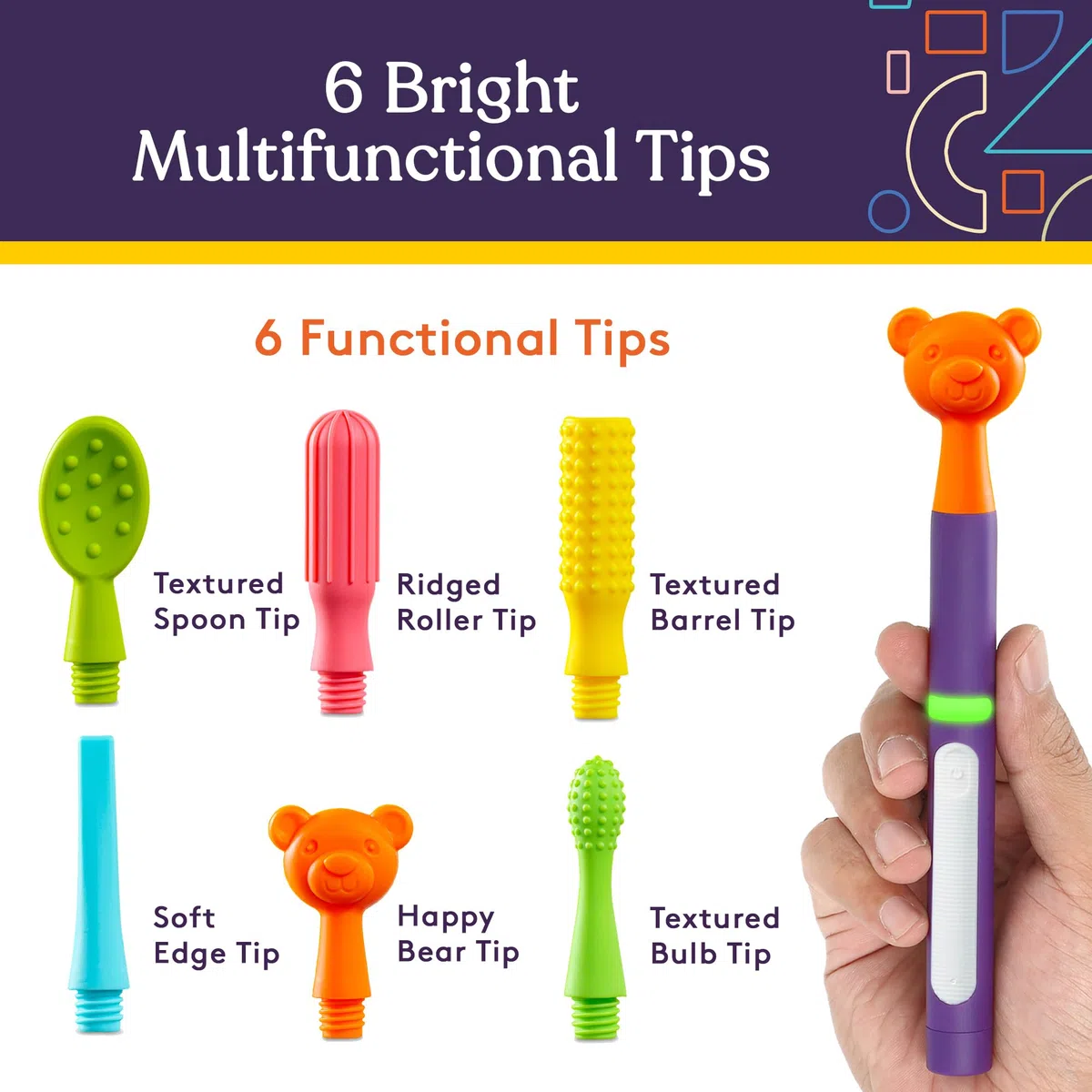 Special Supplies Buzz Buddy Oral Stimulation Kit with 6 Soft Textured Interchangeable Heads, Calm Sensory Needs, Support Speech, And Stimulate Self Feeding, Gentle Vibrations