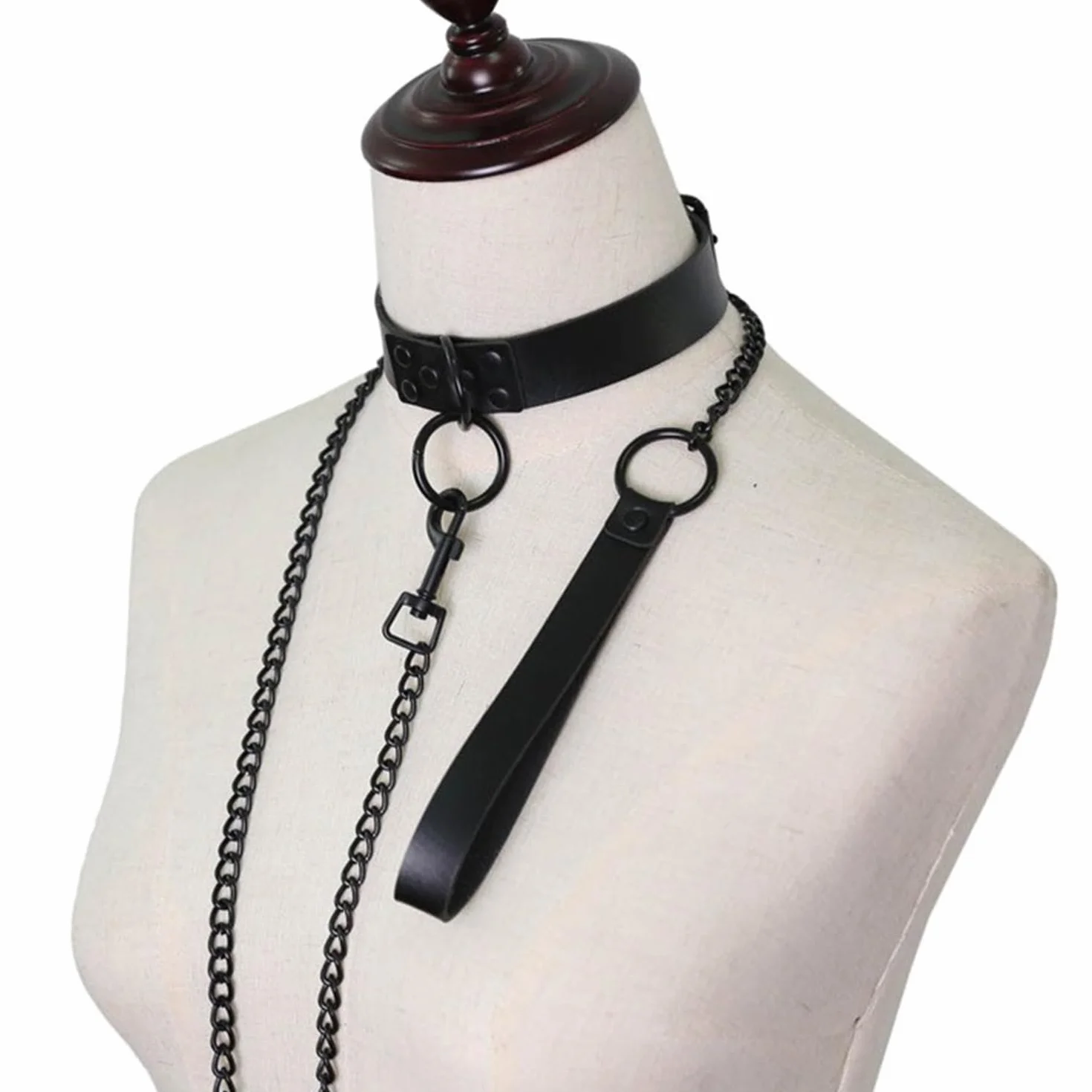 KRYMSON Collare in Pelle Nera per Cosplay Regolabile