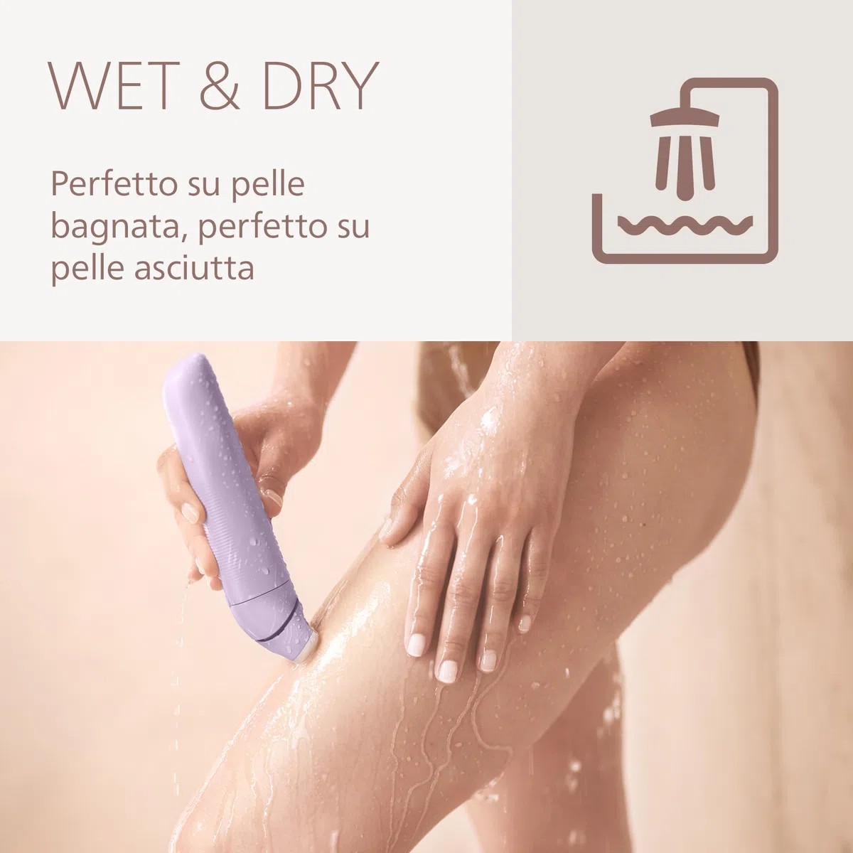 Philips Lady Shaver Serie 8000 - Rasoio senza filo, Wet & Dry, sistema di rasatura a 3 lame, testina di rasatura flessibile, luce LED, per corpo, gambe e zona bikini, modello BRL149/00