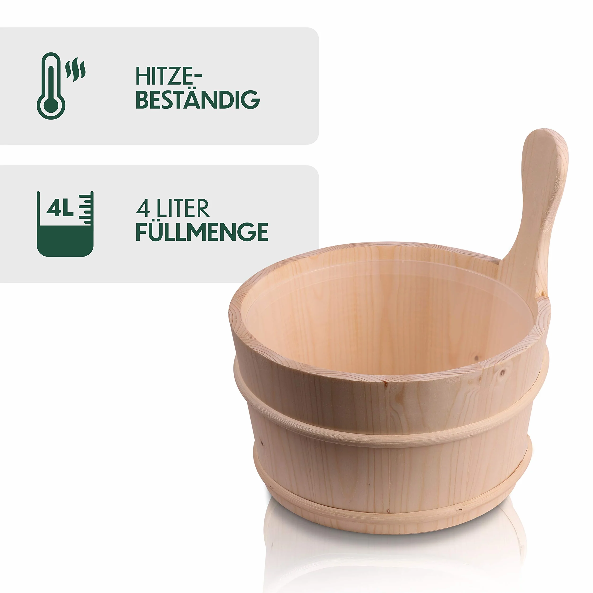 CozyNature Secchio Sauna in Legno di Pino Finlandese 4L con Mestolo
