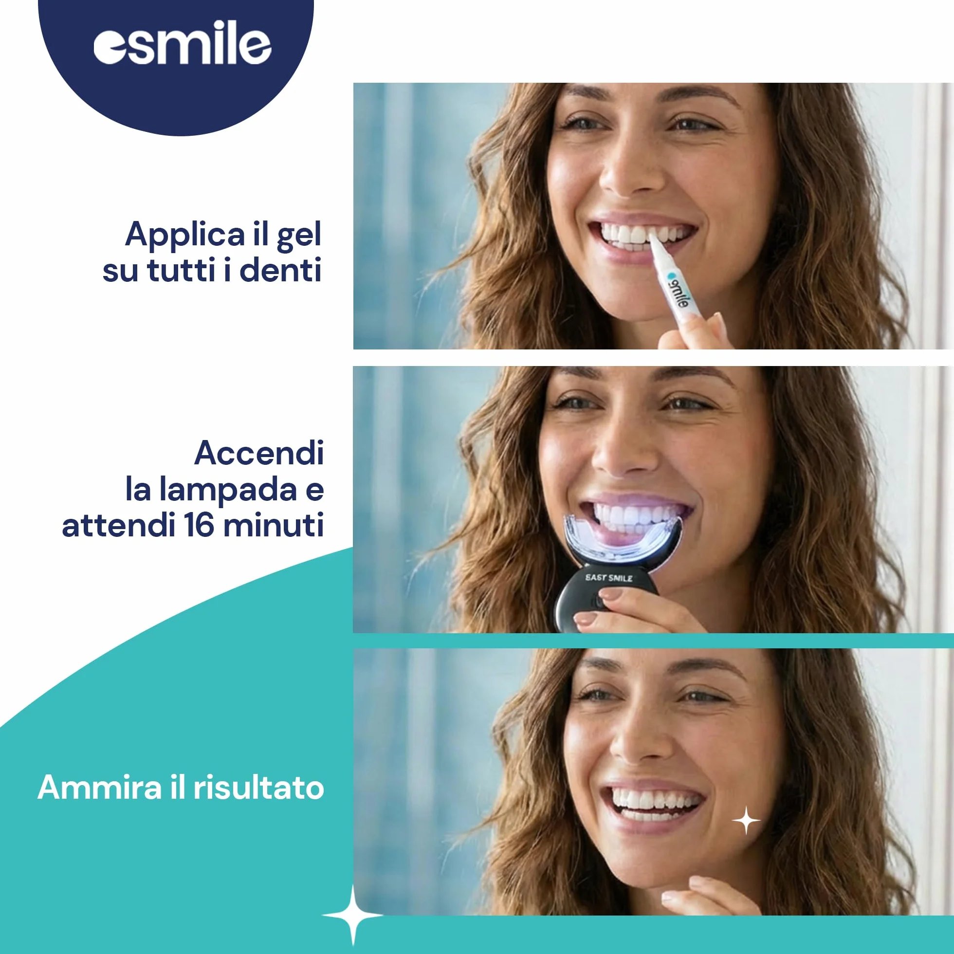 Esmile Kit Sbiancante Denti Professionale LED 16 Luci – Sbiancamento Istantaneo per Denti Sensibili