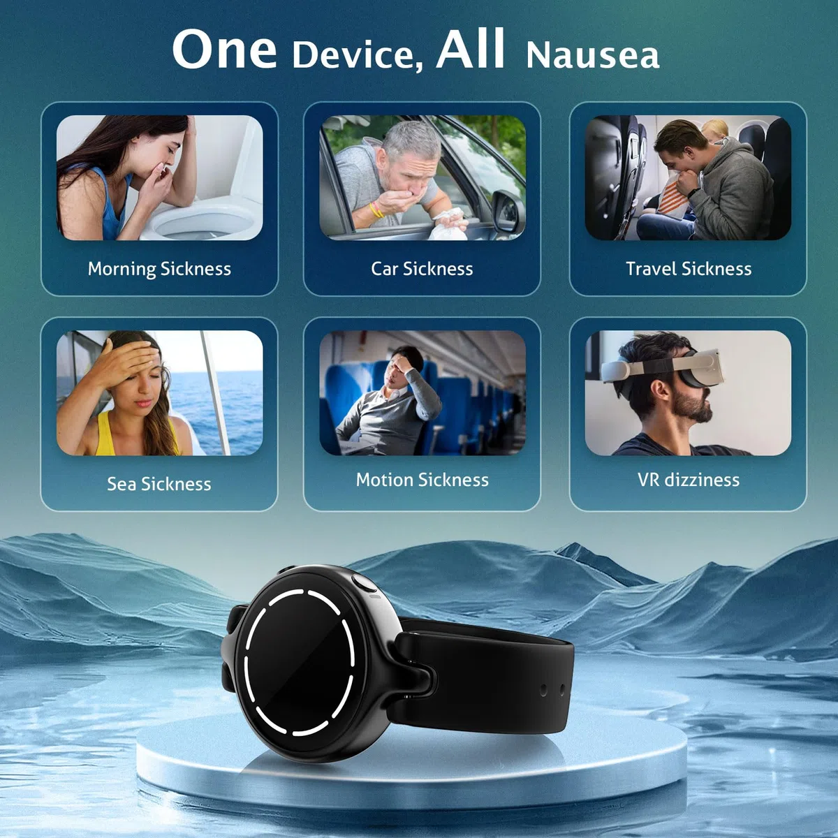 TENS Bracciale contro Mal di Mare & Chinetosi, Portatile Anti-Nausea Band per Viaggio Aereo e Marittimo, Efficaci contro Vertigini & Vomito, Senza Effetti Collaterali