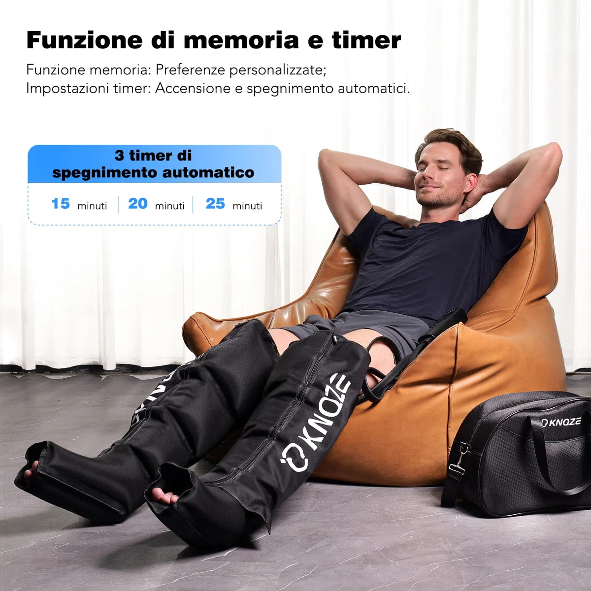 KNQZE Massaggiatore a Compressione per Gambe con 6 Modalità, 6 Intensità per La Circolazione e I Sollievo dal Dolore, Recupero con Compressione dell'aria per un Massaggio Completo delle Gambe