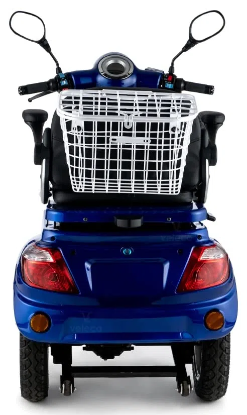 VELECO ZT15 - Scooter Disabili a 3 ruote - Completamente assemblato e pronto all'uso - Freno elettromagnetico automatico - Tachimetro a LED (BLU)