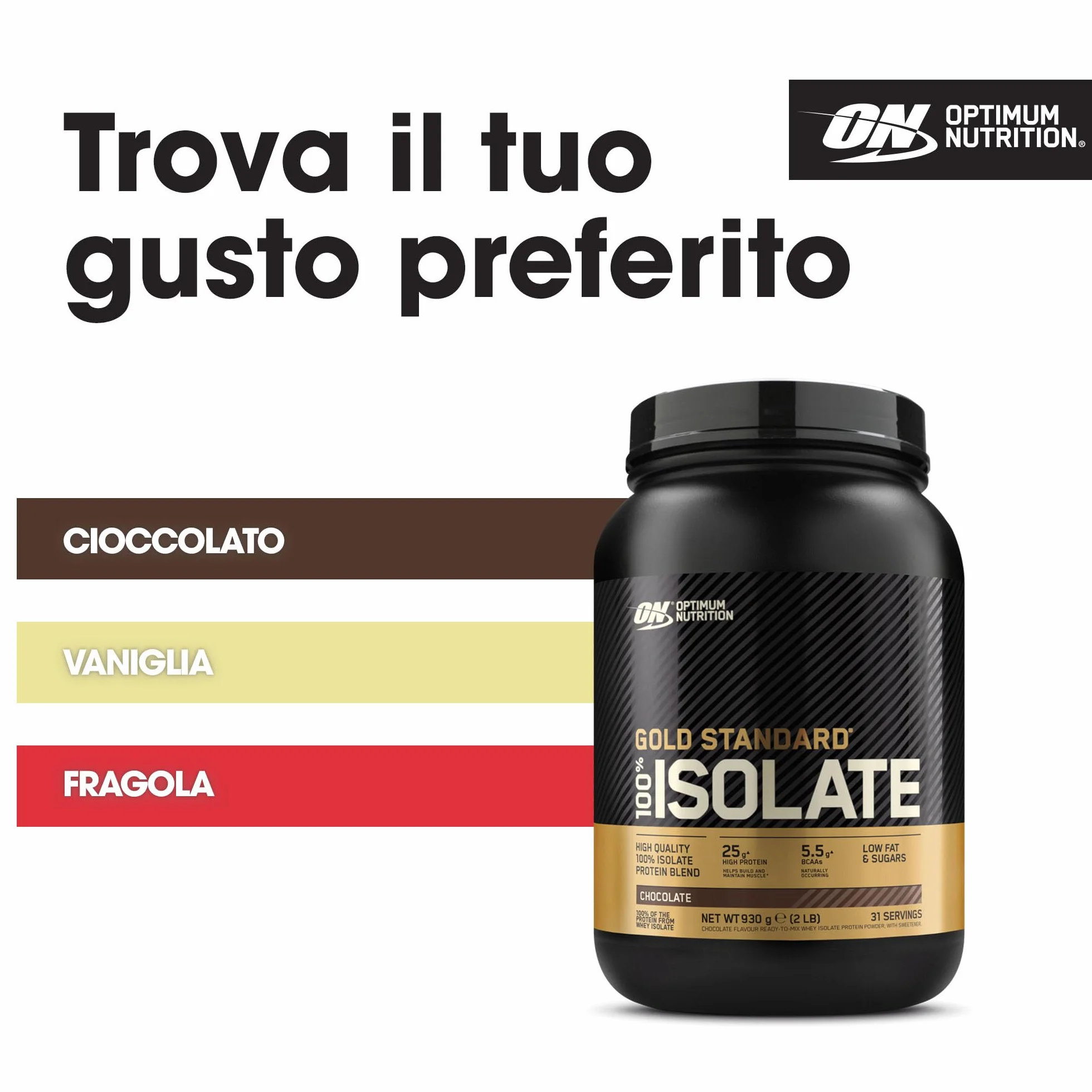 Optimum Nutrition Gold Standard 100% Whey Proteine Isolate Cioccolato 930g