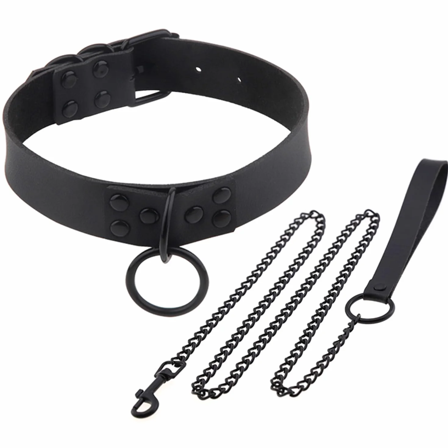 KRYMSON Collare in Pelle Nera per Cosplay Regolabile