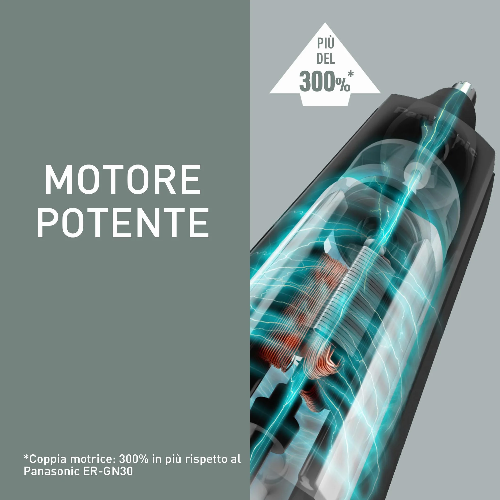 Panasonic ER-GN300-K503 Tagliapeli Uomo Rasoio Elettrico Impermeabile Batteria Nero