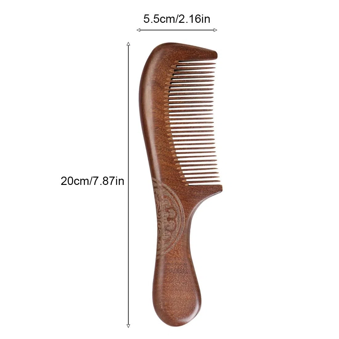 Pettine Capelli,Pettine Denti Larghi,Pettine per Capelli Antistatico in Legno di Sandalo Rosso(19 * 5.5 * 1.5cm)