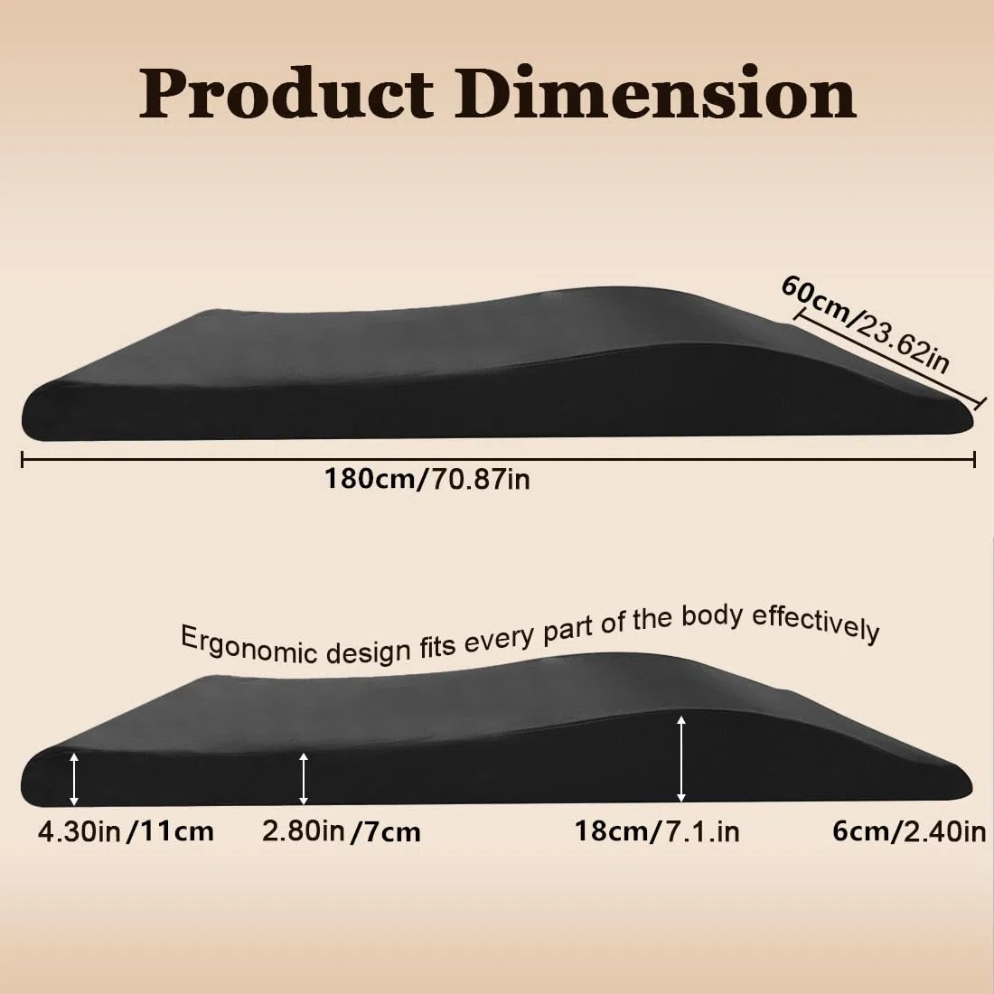 Materasso ergonomico per lettino da massaggio, 180 x 60 cm, con schiuma ad alta densità, per lettino cosmetico, massaggio spa e salone di bellezza (solo materasso)