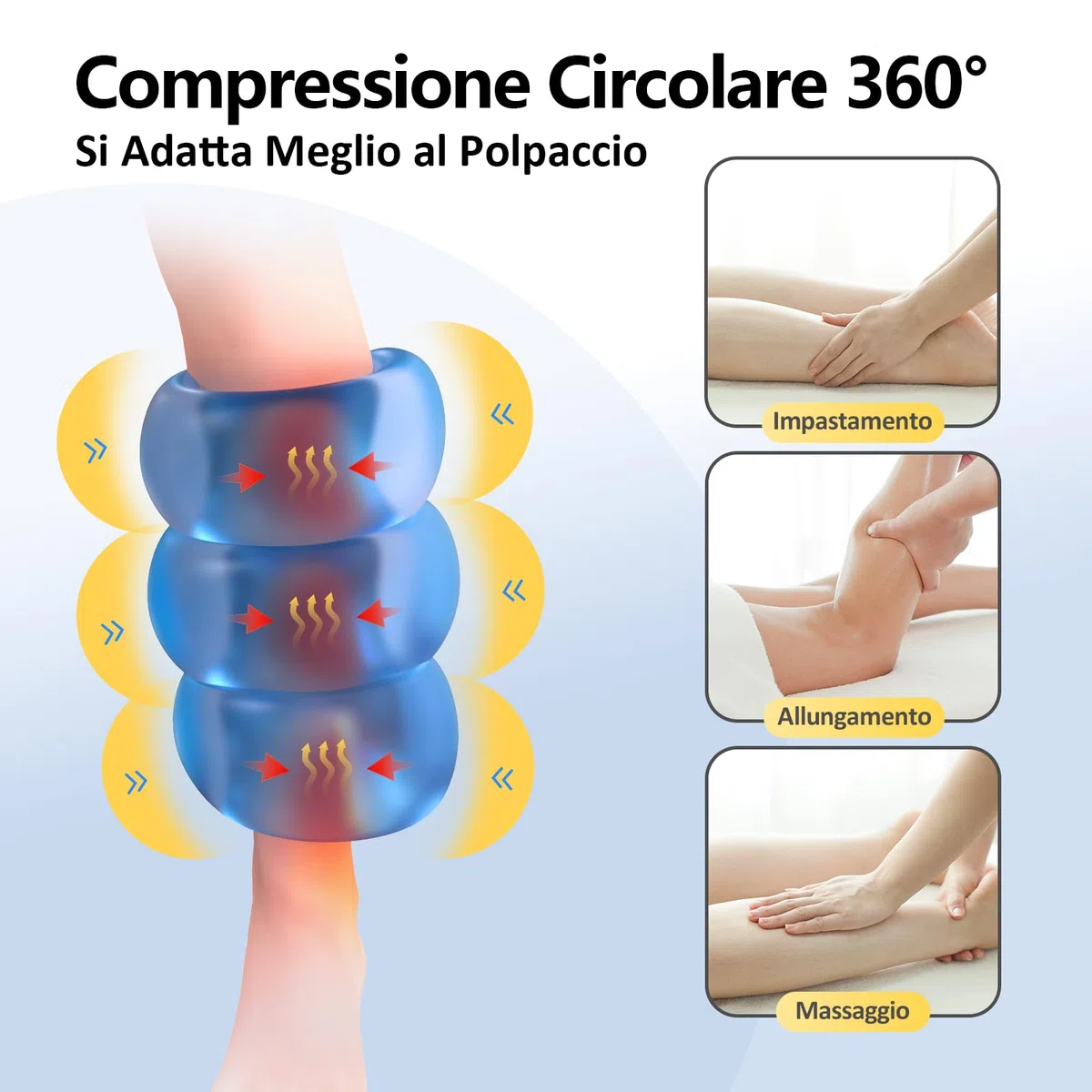 Comfytemp Wireless Massaggiatore Per Gambe,Stanche e Migliora il Rilassamento Muscolare,Pressoterapia,Massaggiatore Circolazione,Riscaldamento,Controllo tramite App Fai da Te