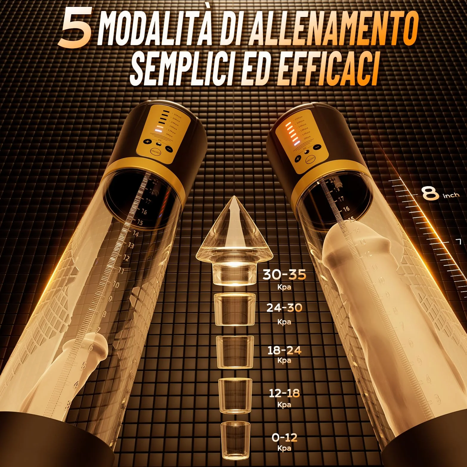 Pompa Pene Masturbatore Maschile con 5 Aspirazione Potente e 3 Manicotti in Silicone