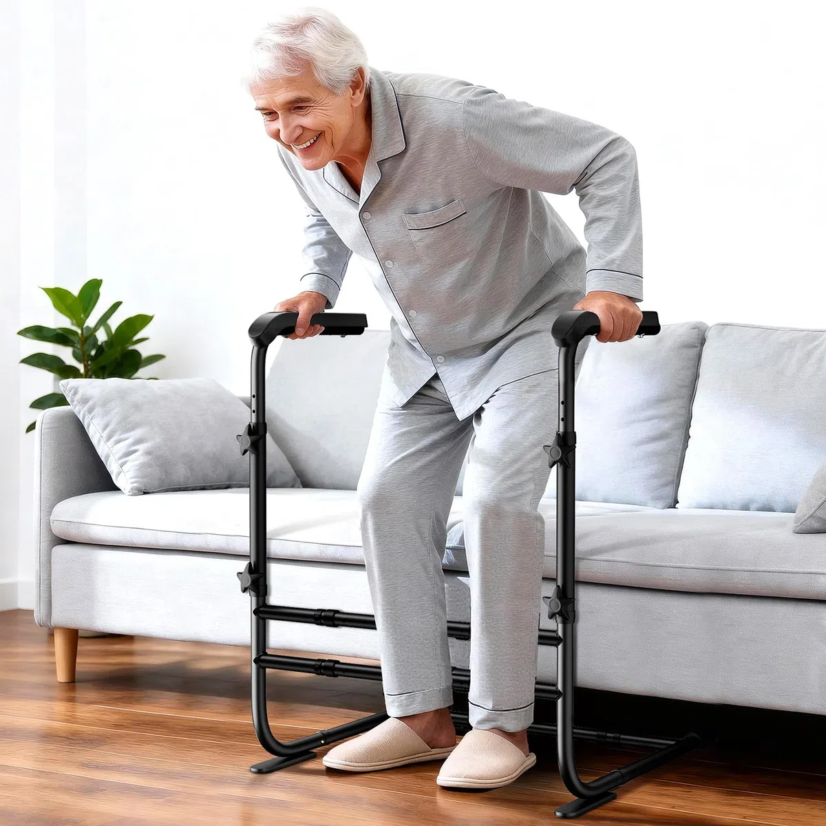 FORTEMOTUS Supporto per divano, supporto per anziani, aiuto per la mobilità con manico regolabile in altezza e larghezza, piedini antiscivolo, corrimano per pazienti e persone, portata fino a 136 kg