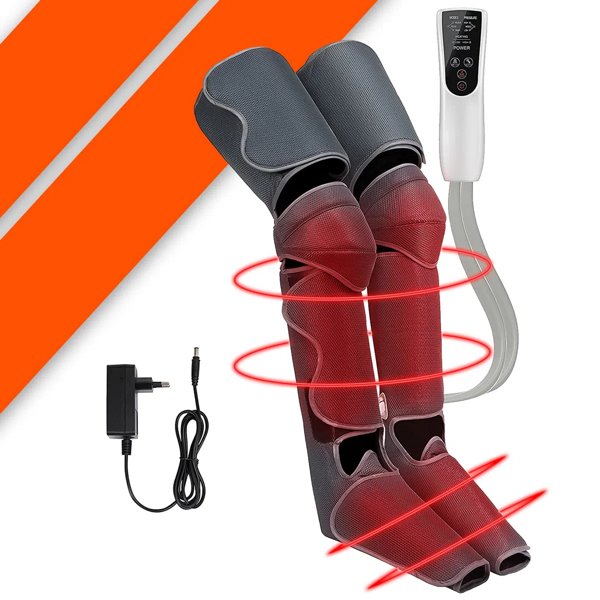 Pressoterapia Per Casa | Massaggiatore Gambe | Massaggiatore per Piedi | Compressione dell'aria | Spegnimento Automatico | 3 Intensità | 2 zone di calore | Salute