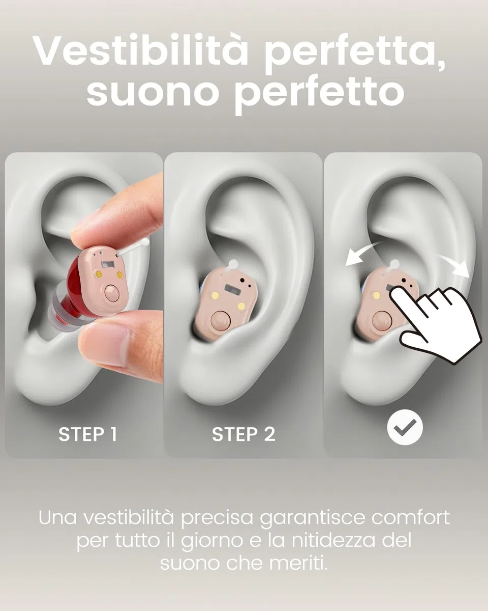 Dispositivo Auricolare Digitale Invisibile per Adulti, Custodia di Ricarica con Display LED, 18 Ore di Autonomia, Design Quasi Invisibile, Dispositivo per l'udito per Anziani,36 Ore Totali e Custodia