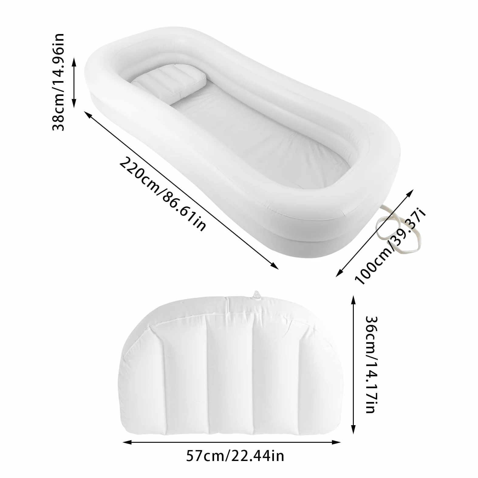 Vasca da bagno gonfiabile medica per adulti, portatile in PVC vasca da bagno con pompa ad aria, sistema doccia portatile a letto per disabili, anziani