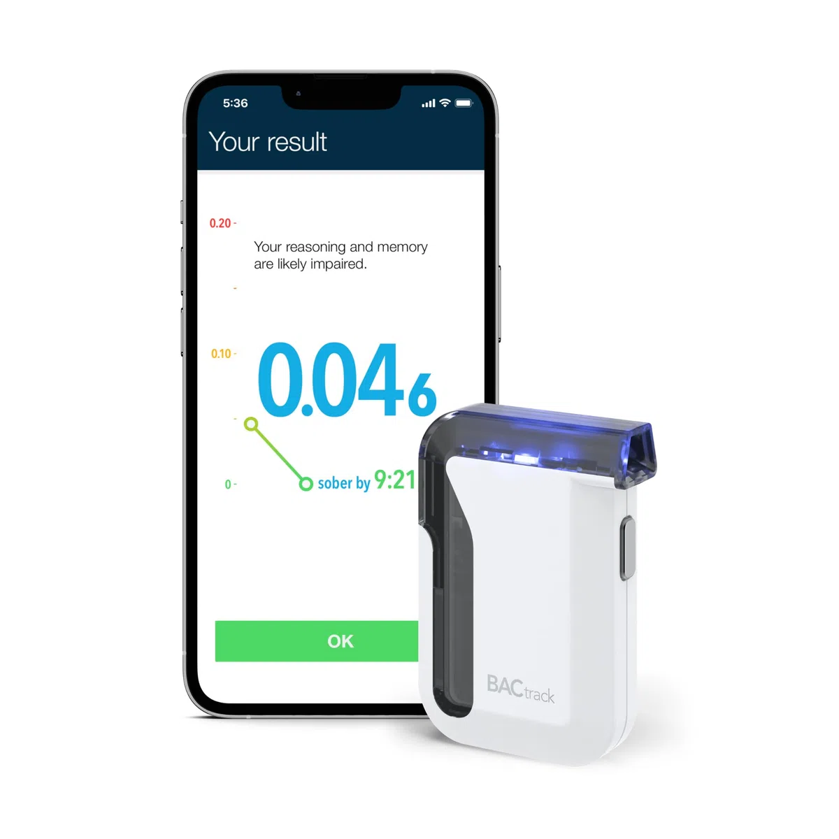 BACtrack, Etilometro per Smartphone BACtrack Mobile, Precisione di Livello Professionale, Connettività Wireless con Dispositivi Apple iPhone, Android Google e Samsung