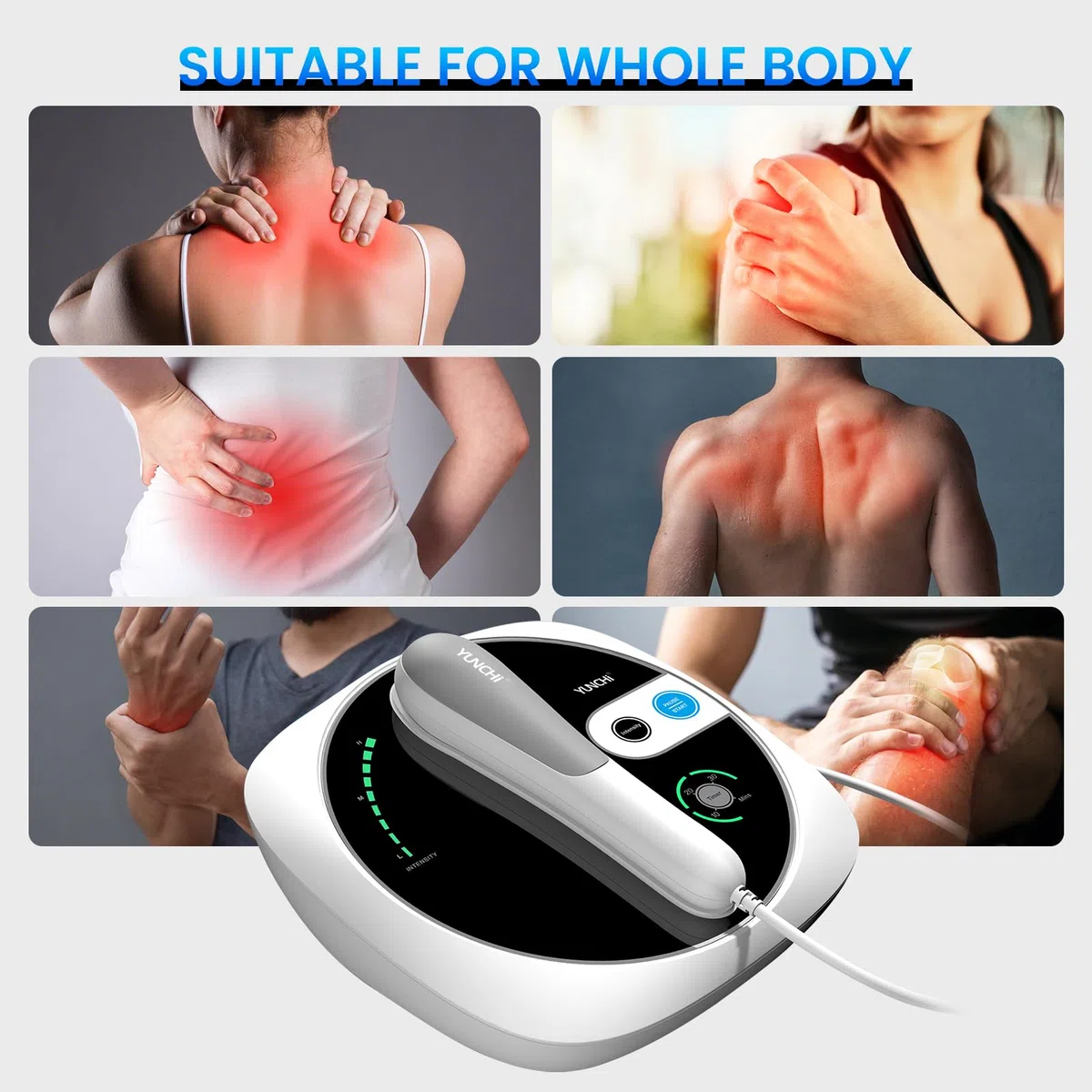 Macchina per Terapia ad Ultrasuoni, Dispositivo Portatile per Massaggi per Alleviare il Dolore Muscolare e Articolare, Ingranaggi di Regolazione a 3 Livelli Massaggiatore ad Ultrasuoni (Bianco A02)
