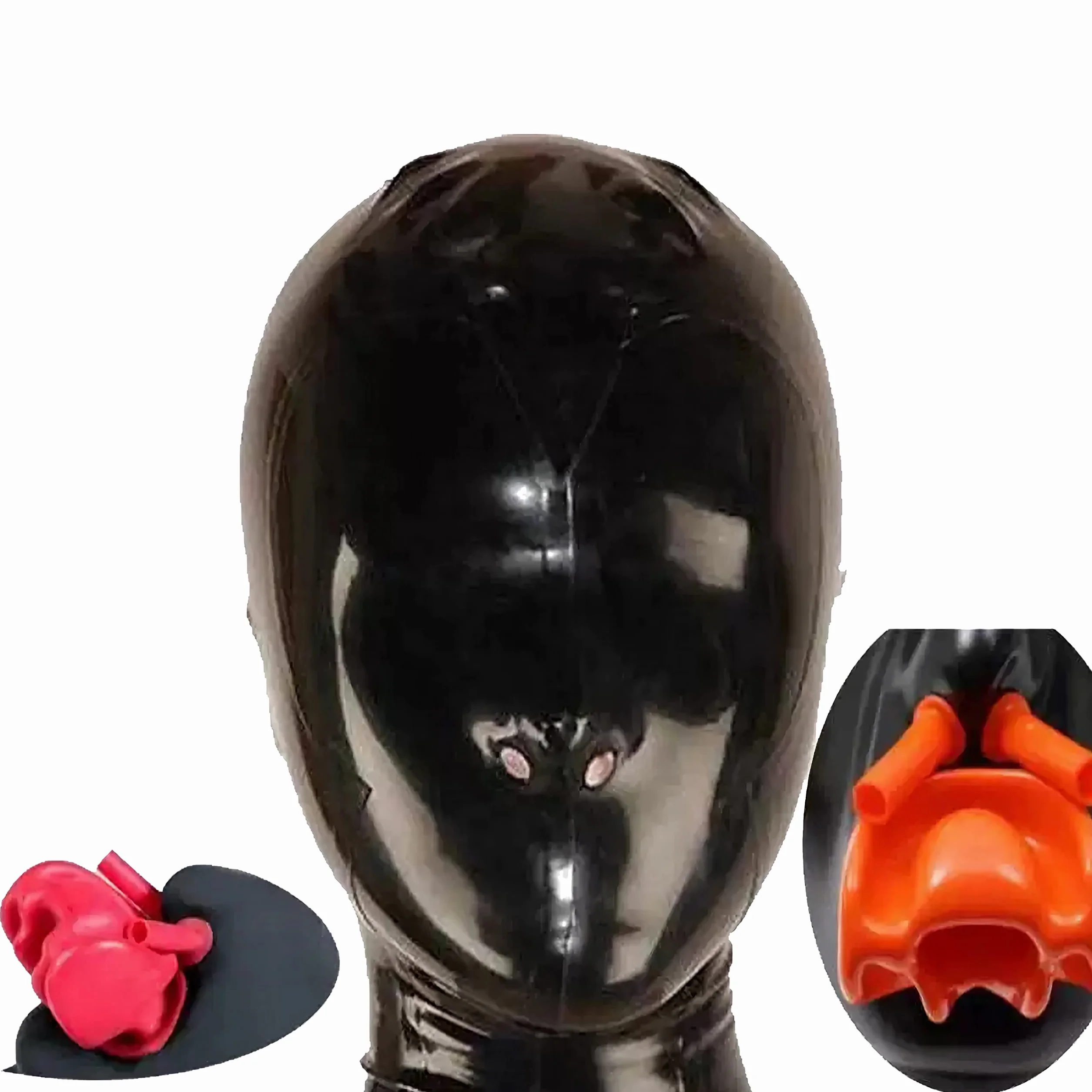 Maschera sexy lattice a faccia piena con zip bavaglio silicone per cosplay festa vacanza (M)