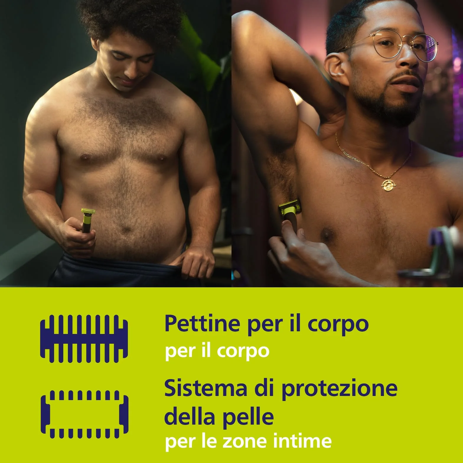 Philips OneBlade 360 Autentico Collegato Rasoio elettrico viso corpo regolabarba spazzola lama 360 pettine regolabile 5in1 kit corpo custodia viaggio QP4631/65