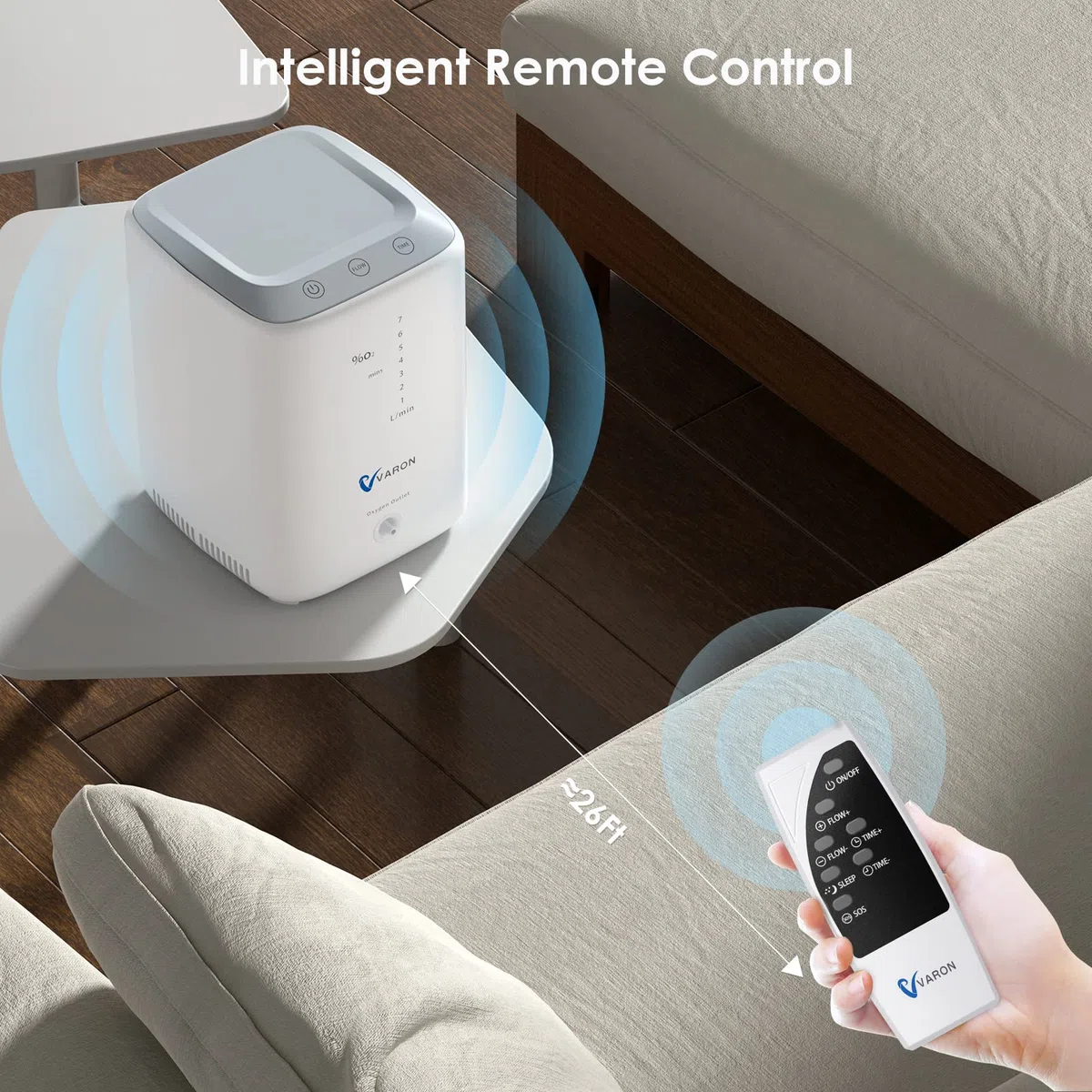 Concentratore di ossigeno per la casa, macchina per l'ossigeno 93% (±3%), non c'è bisogno di aggiungere acqua, flusso regolabile da 1 a 7 l/min, intelligente con telecomando, per ufficio