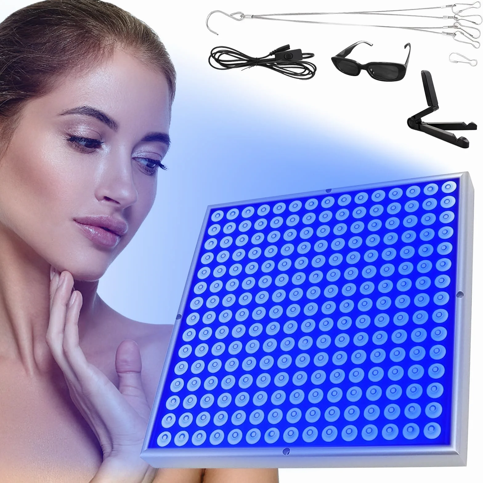Solarium per la Casa 45W Lampada Abbronzante Pieghevole con 225 LEDs Supporto Regolabile