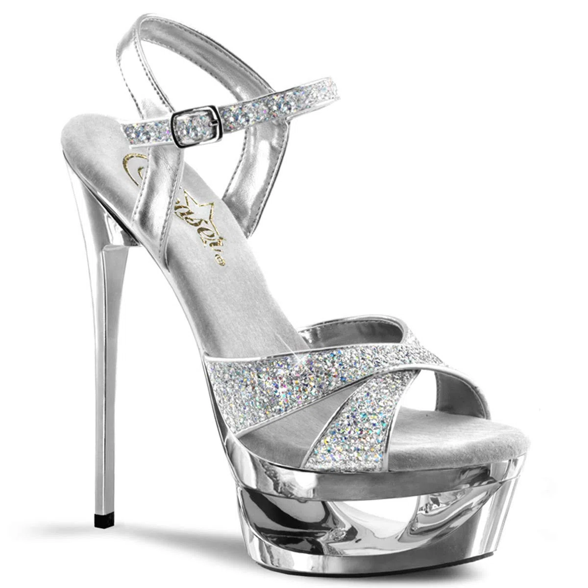 Pleaser, Sandali Donna, Gold Multi Gltr/Gold Chrome, 35