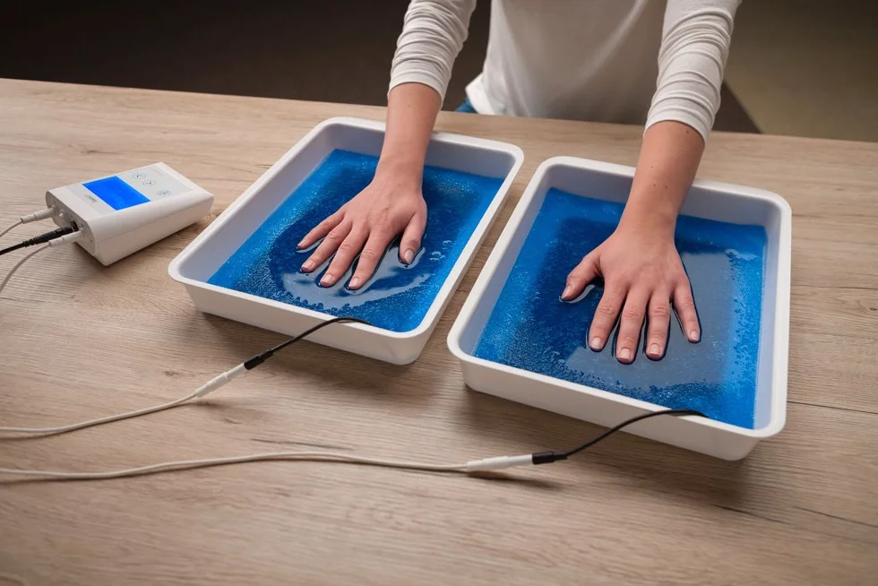 Ionoforesi per mani e piedi sudorazione, impulsi DC con elettrodi di silicio