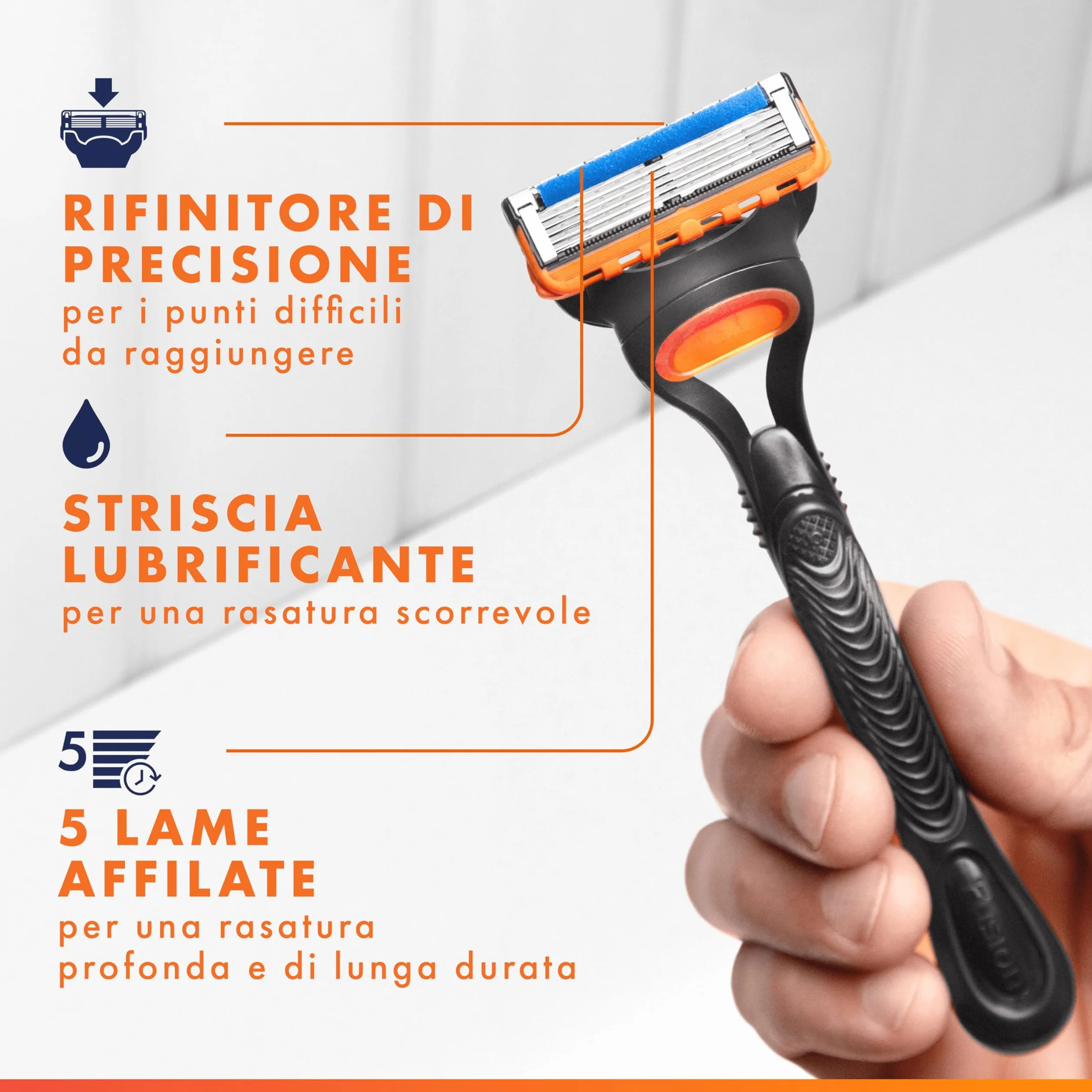 Gillette Fusion5 20 Lamette di Ricambio Rasoio Barba Manuale, 5 Lame, Striscia Lubrificante