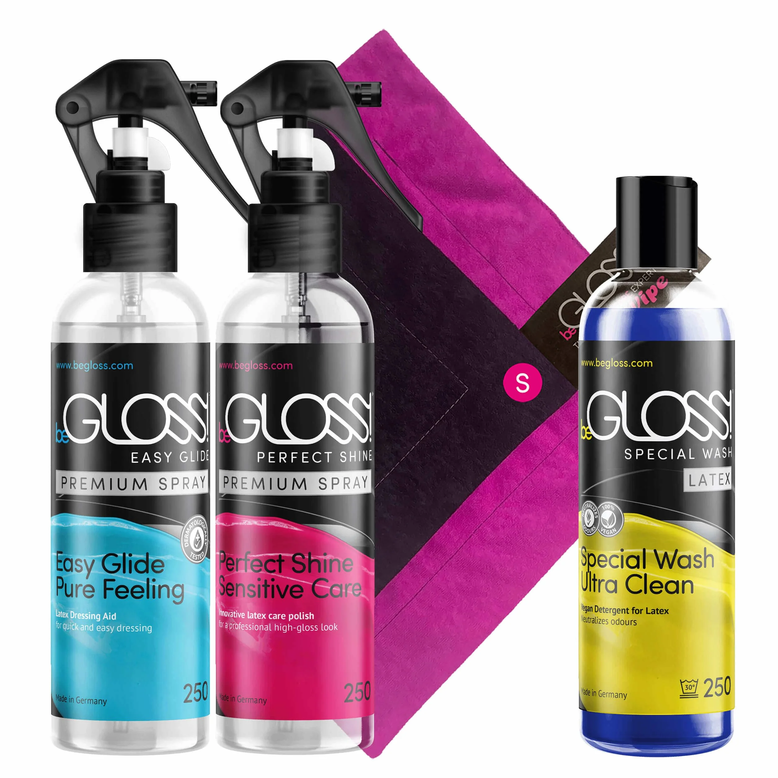 Latex Premium Care Set Latexpolitur Perfect Shine Special Wash Detergente Spray Wipe Panno Piccolo