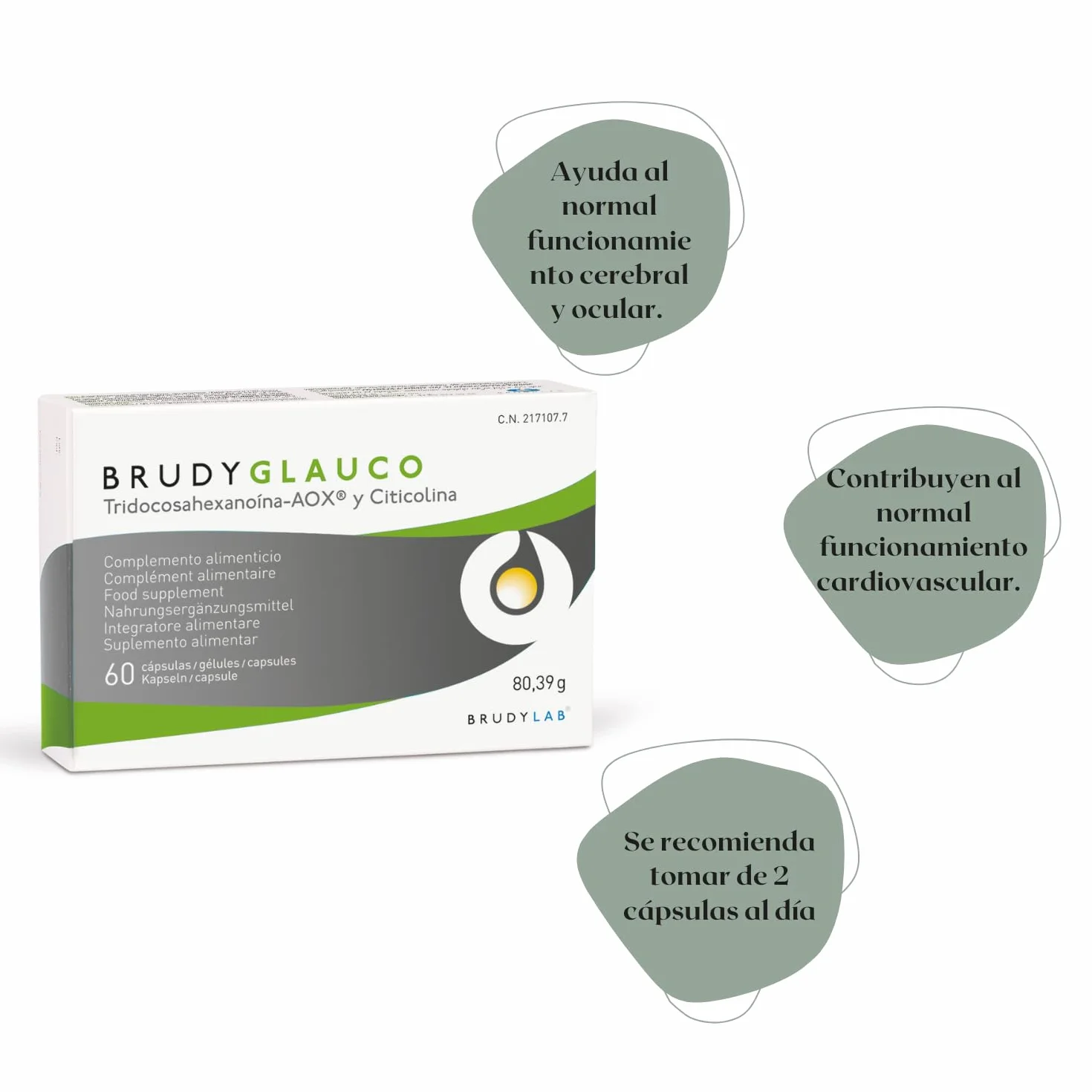 Brudy Glauco Integratore alimentare omega-3 DHA 70% EPA 8,5% DPA 6% citicolina