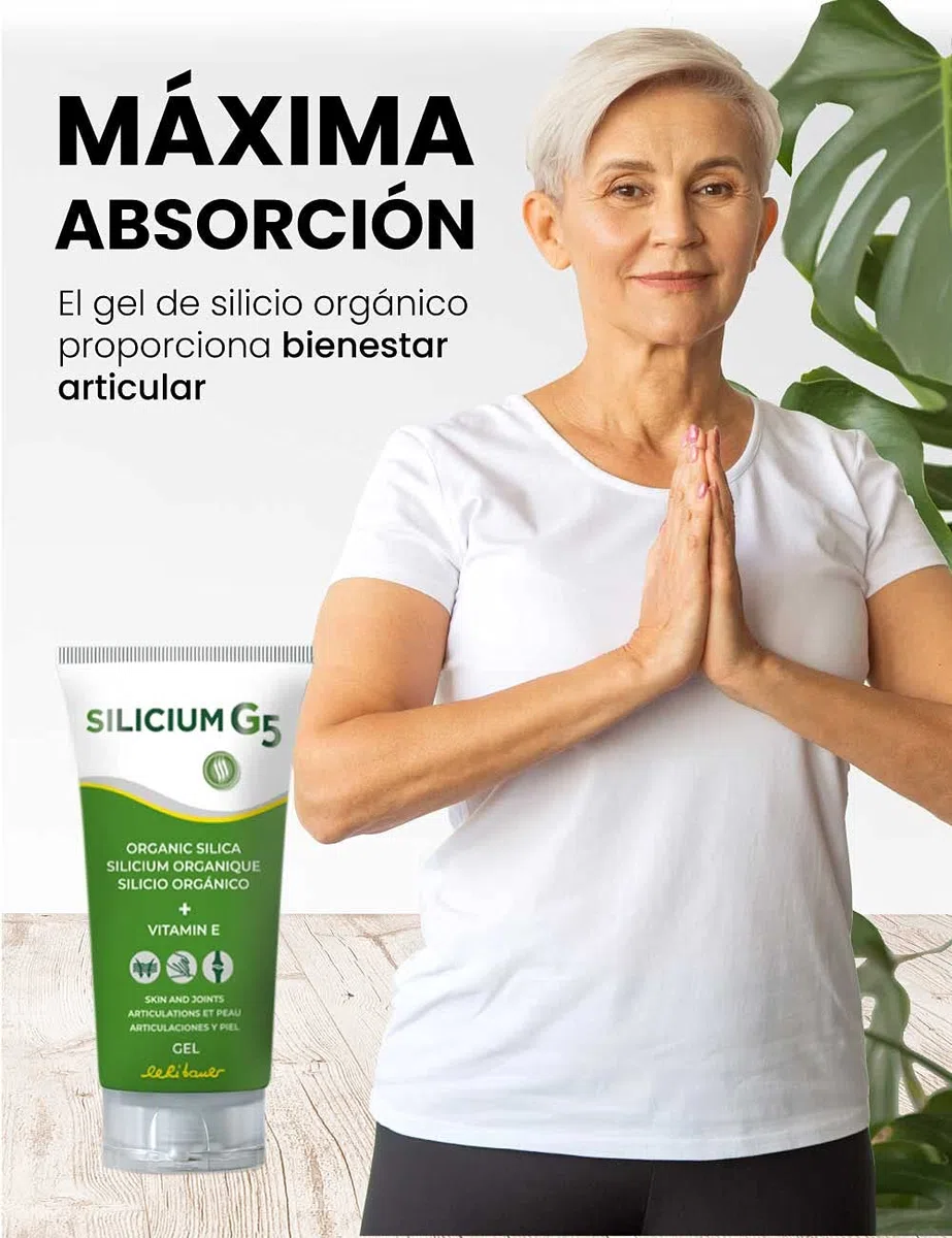 Silicium G5 Gel. celle di silicio con la vitamina E stimola la produzione di collagene. Gel corpo per dolori articolari, muscolari e delle ossa, anche rigenera e rassoda la pelle. 500 Ml.
