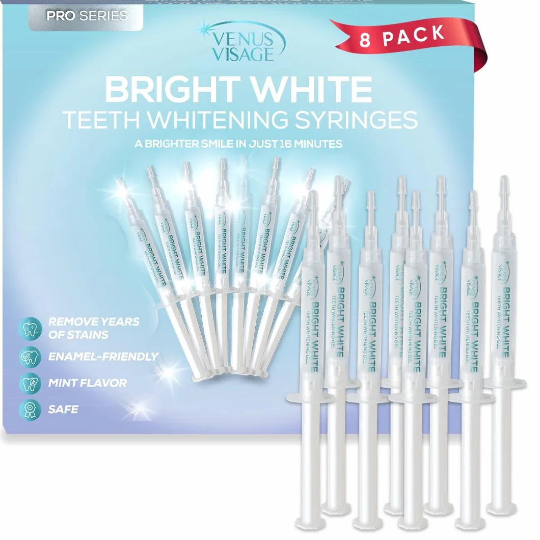 Venus Visage Kit di ricarica gel sbiancante denti 35% perossido di carbammide senza sensibilità 8 pezzi