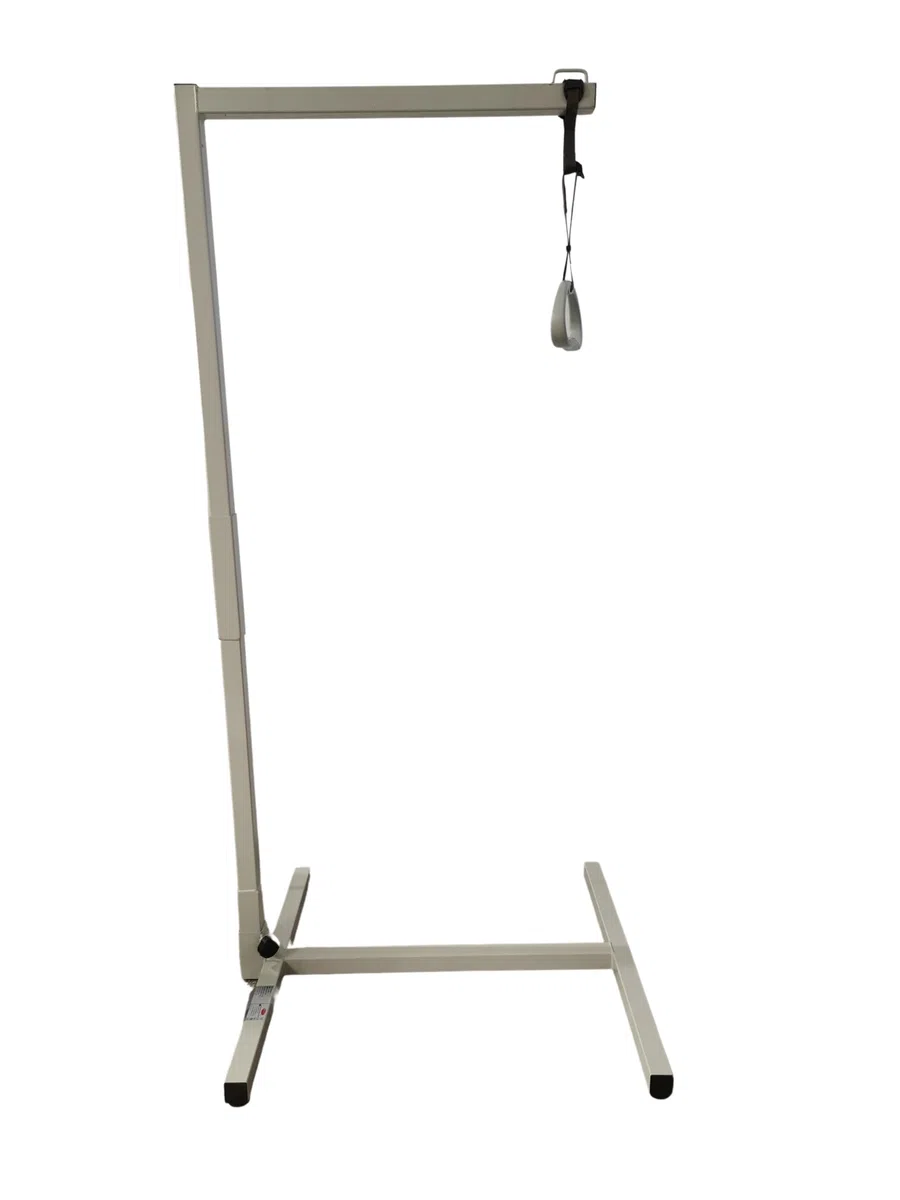 Rehaforum Supporto universale per letto in acciaio, con manico triangolare, autoportante, per letto normale, maniglia trapezoidale