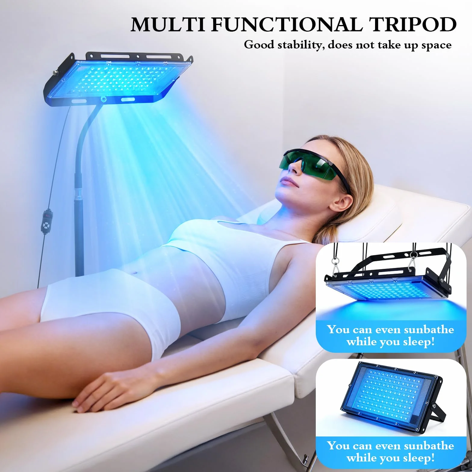 Lampada abbronzante 30W 3 modalità 5 livelli luminosità viso corpo timer regolazione altezza