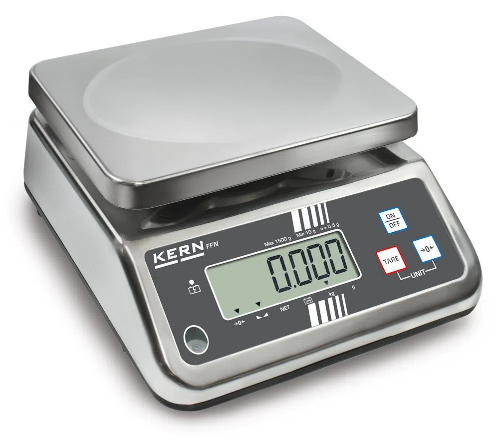 Robusto, Bilancia da tavolo Professionale con approvazione [M] [Kern FFN 15 K5ipm] protetto da Acciaio Inossidabile e IP65, Portate [Max]: 15 kg, Divisione [d]: 5 G