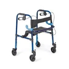 Rollator in alluminio pieghevole con 2 leve, 2 ruote piroettanti con blocco, 2 ruote fisse con freni, RP751