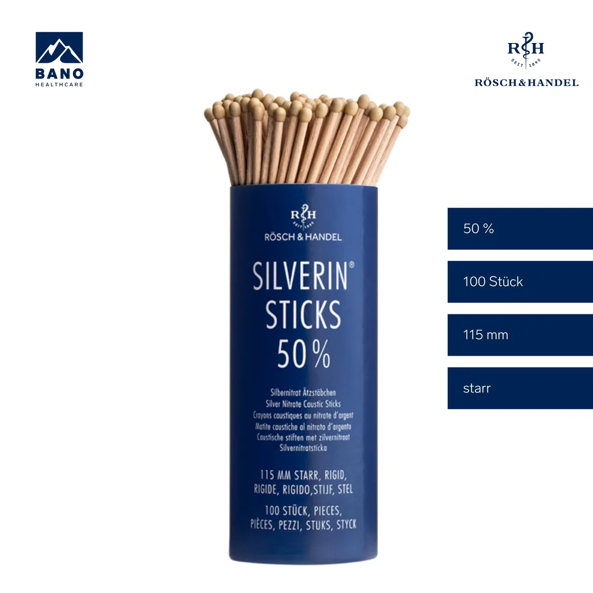 100 bastoncini di nitrato di potassio argentato, 115 mm, rigidi, 100 pezzi, 50% per il trattamento di carni selvatiche, verruche e calli, per la masturbazione e il commercio