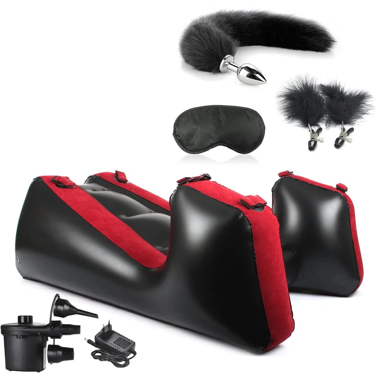 Divano per sesso BDSMLOVE Deluxe con pompa ad aria, cuscini e rampe erotici, cuscino per sesso, sedia per sesso, cuscino per sesso per coppie con manette, letto per sesso, morsetti per capezzoli