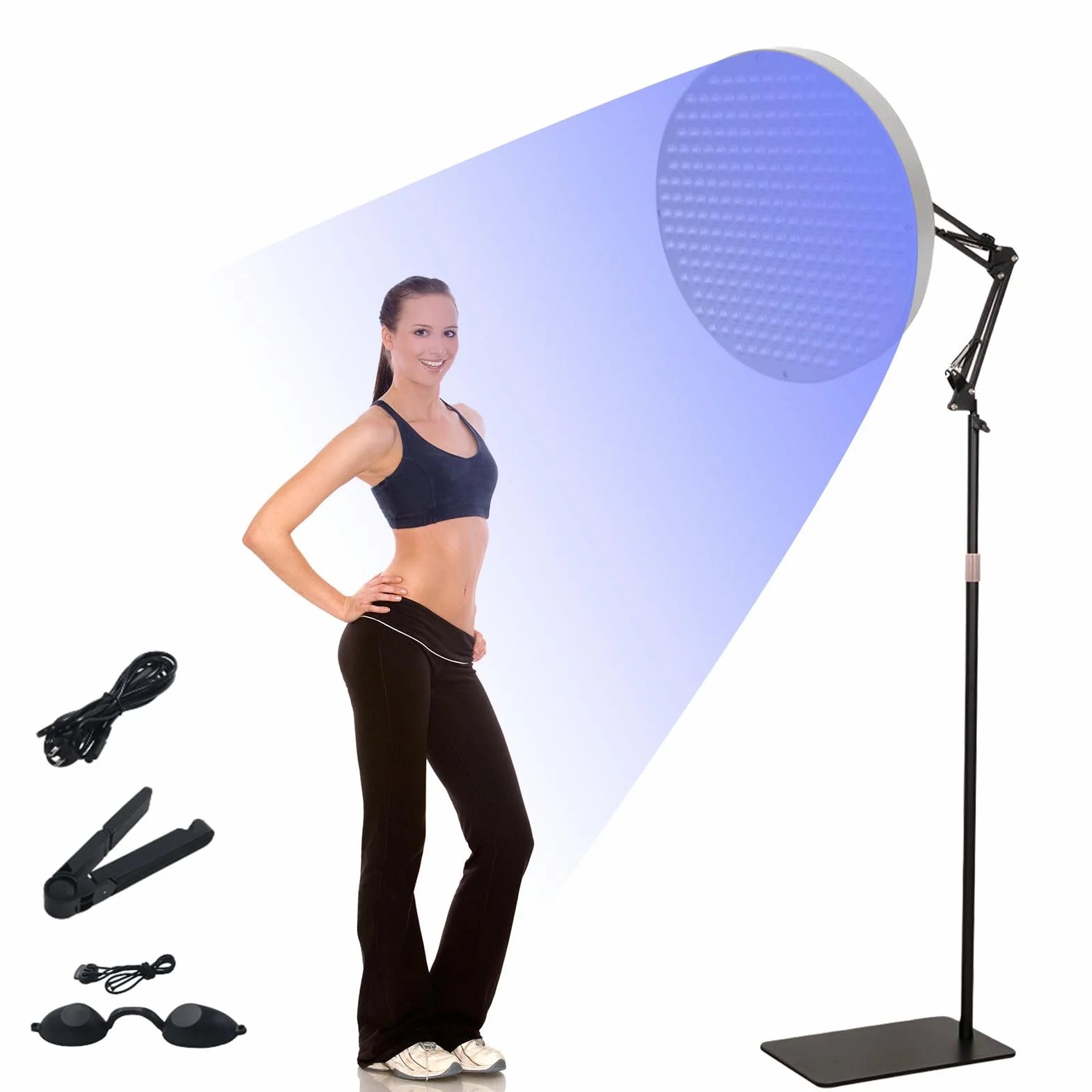 Solarium per la Casa 50W 250 LED 460 NM Lampada Abbronzante con Supporto Regolabile e Occhiali