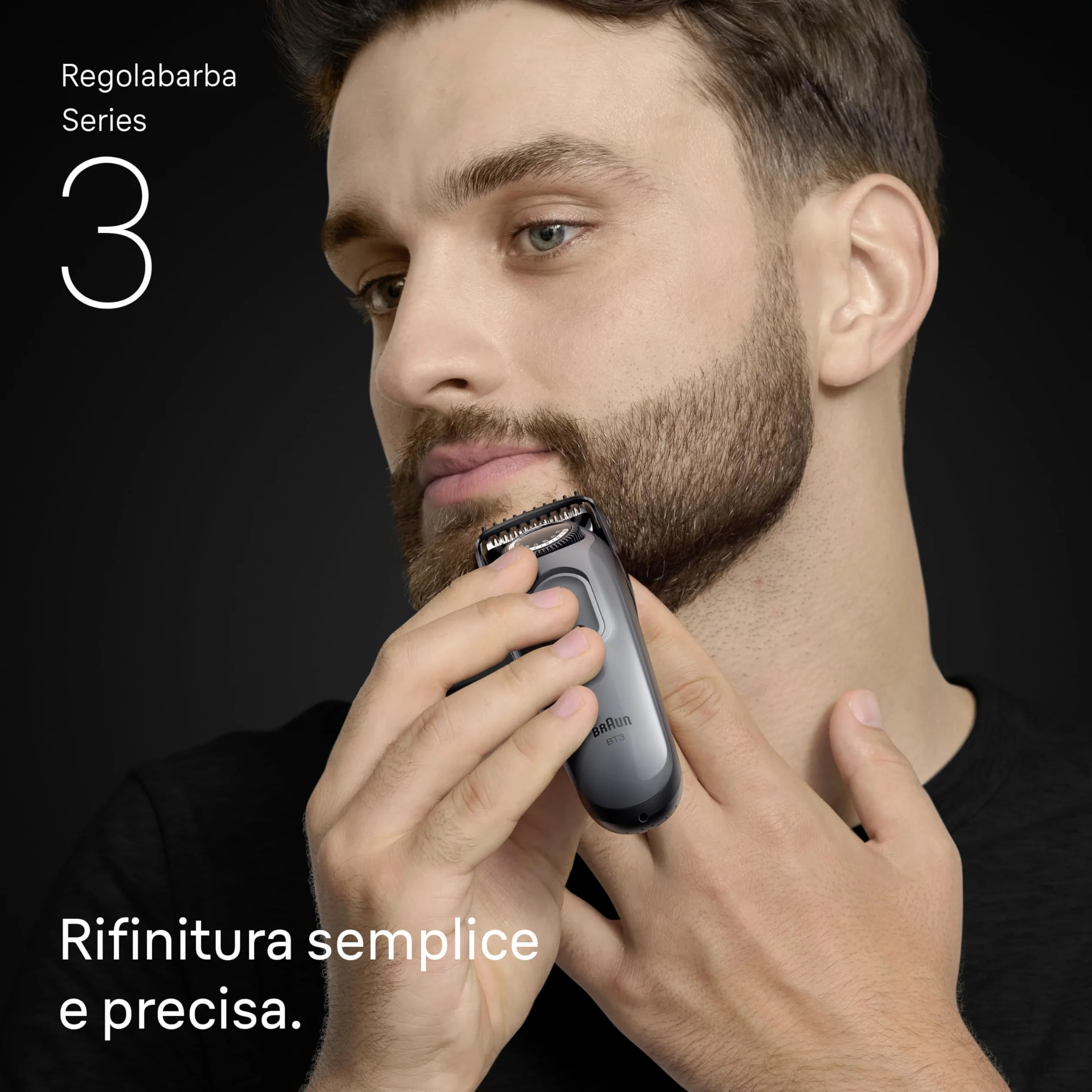 Braun Series 3 Regolabarba Uomo BT3525, 50 Min Utilizzo, 40 Lunghezze, Lama Ultra Affilata, Grigio