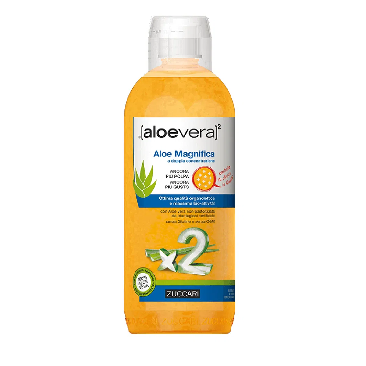 3x Zuccari Aloe Vera2 Succo Puro Aloe Magnifica, Doppia Concentrazione - 3 x 1000 ml