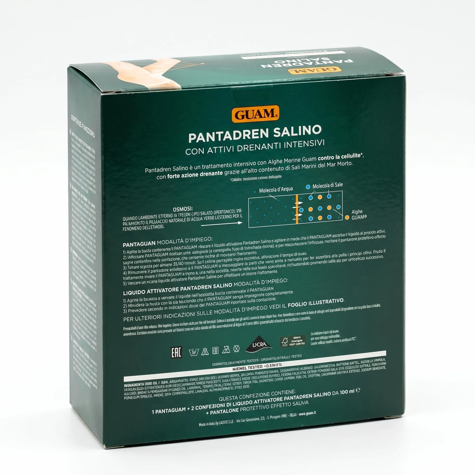 Guam Pantadren Salino 3 trattamenti completi con PantaGuam riutilizzabile + liquido attivatore 100 ml + pantalone protettivo effetto sauna