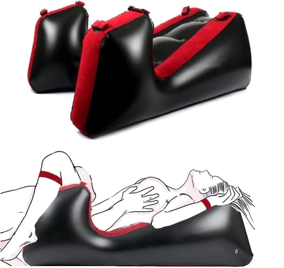 Multi posizioni Bondage Rampa Inflatable Poltrona Letto Sedia Gonfiabile Divano Lounge Gambe Diviso SM Sedia Cuscino Divano con Manette Caviglie
