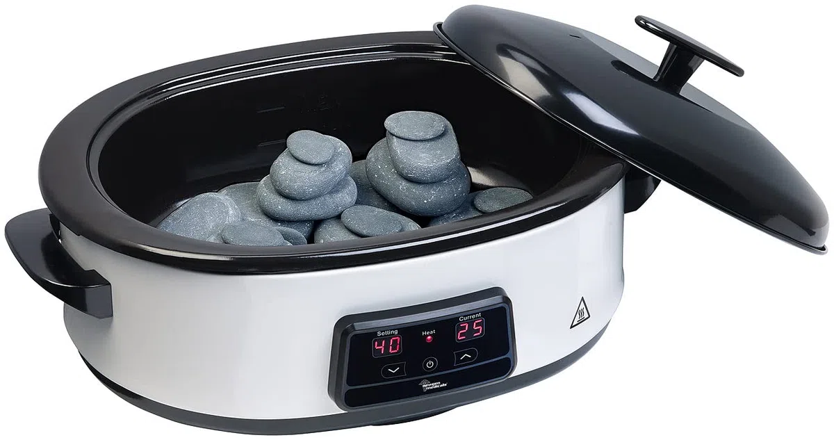 newgen medicals set per massaggi con pietre calde: Set di Pietre Calde, controllo digitale, pannello di controllo chiaro (dispositivo calore hot stone, con dispositivo riscaldamento, pietra)