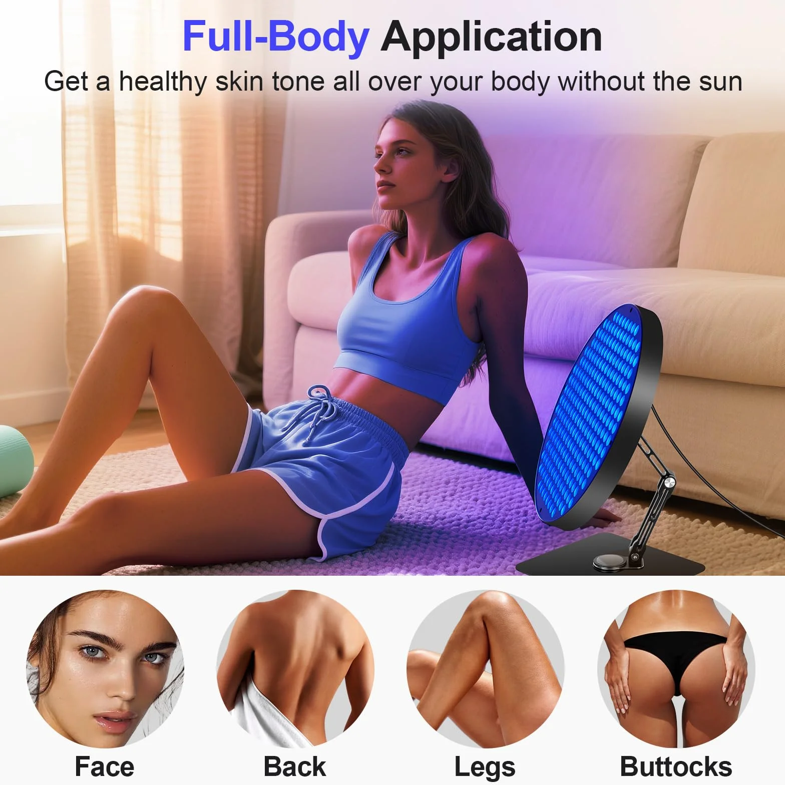 Lampada Abbronzante Viso 50W Solarium 250 LEDs Temporizzato con Occhiali