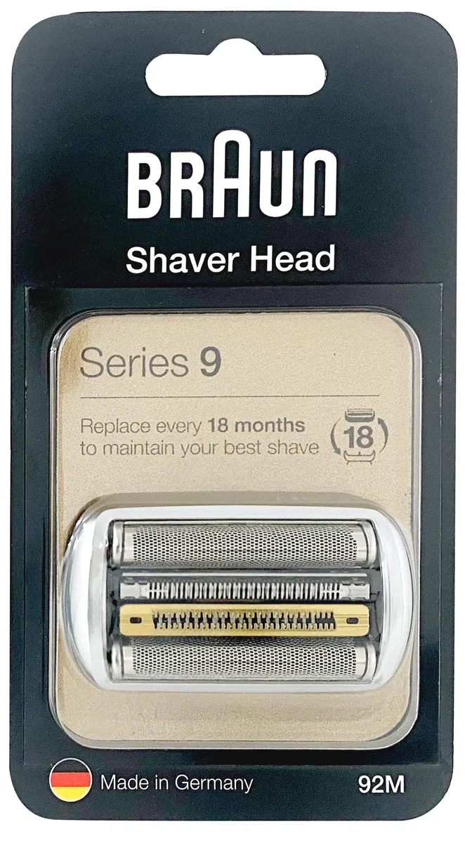 Braun Series 9, Rasoio Elettrico Uomo Testina di Ricambio, Compatibile con I Rasoi Series 9, Rasatura Ottima ed Efficiente, Lame Flessibili, Uso a Secco o Sotto Acqua, 92M Cromato