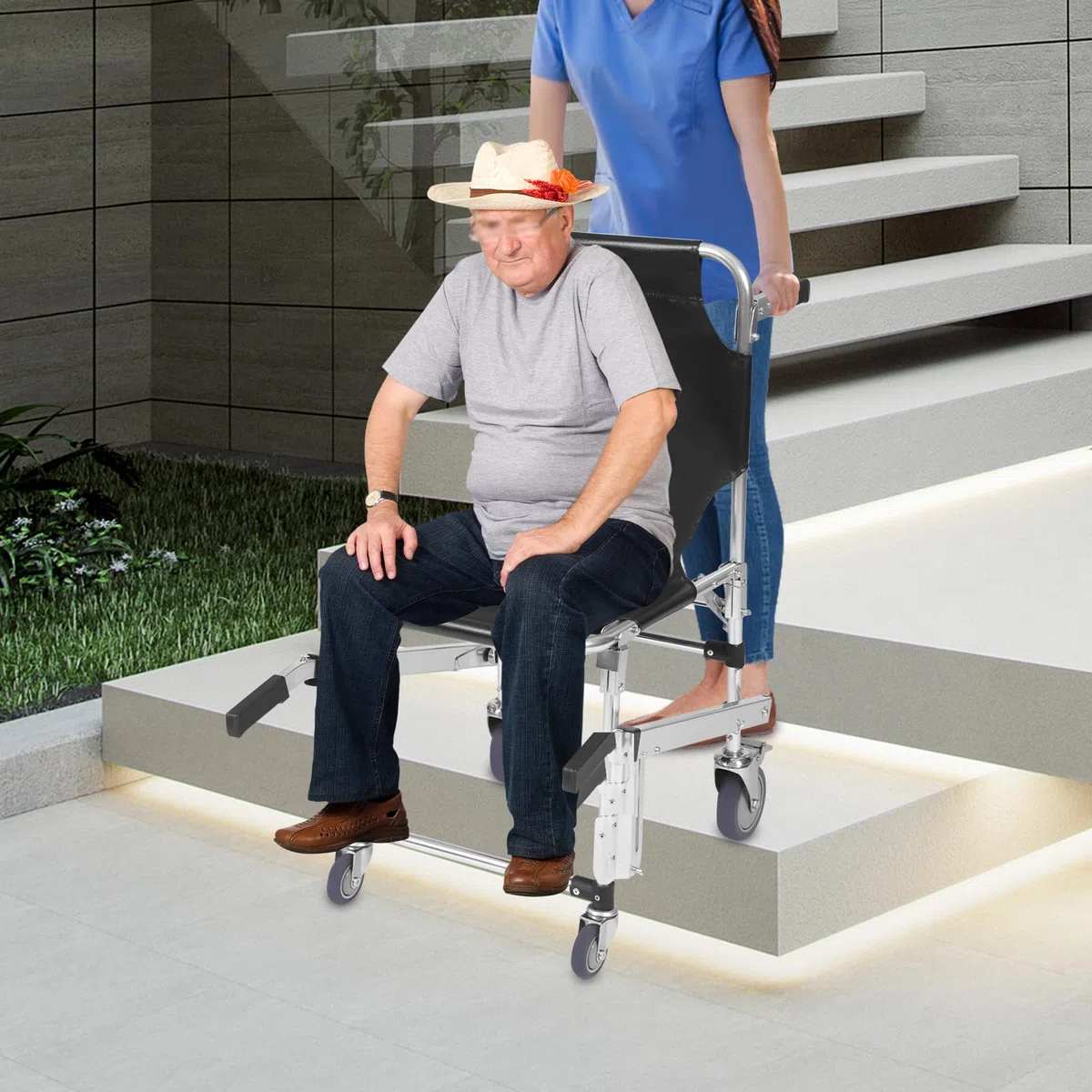 MINRS EMS - Sedia per scale, pieghevole, 160 kg, per il trasferimento di pazienti o persone con mobilità limitata