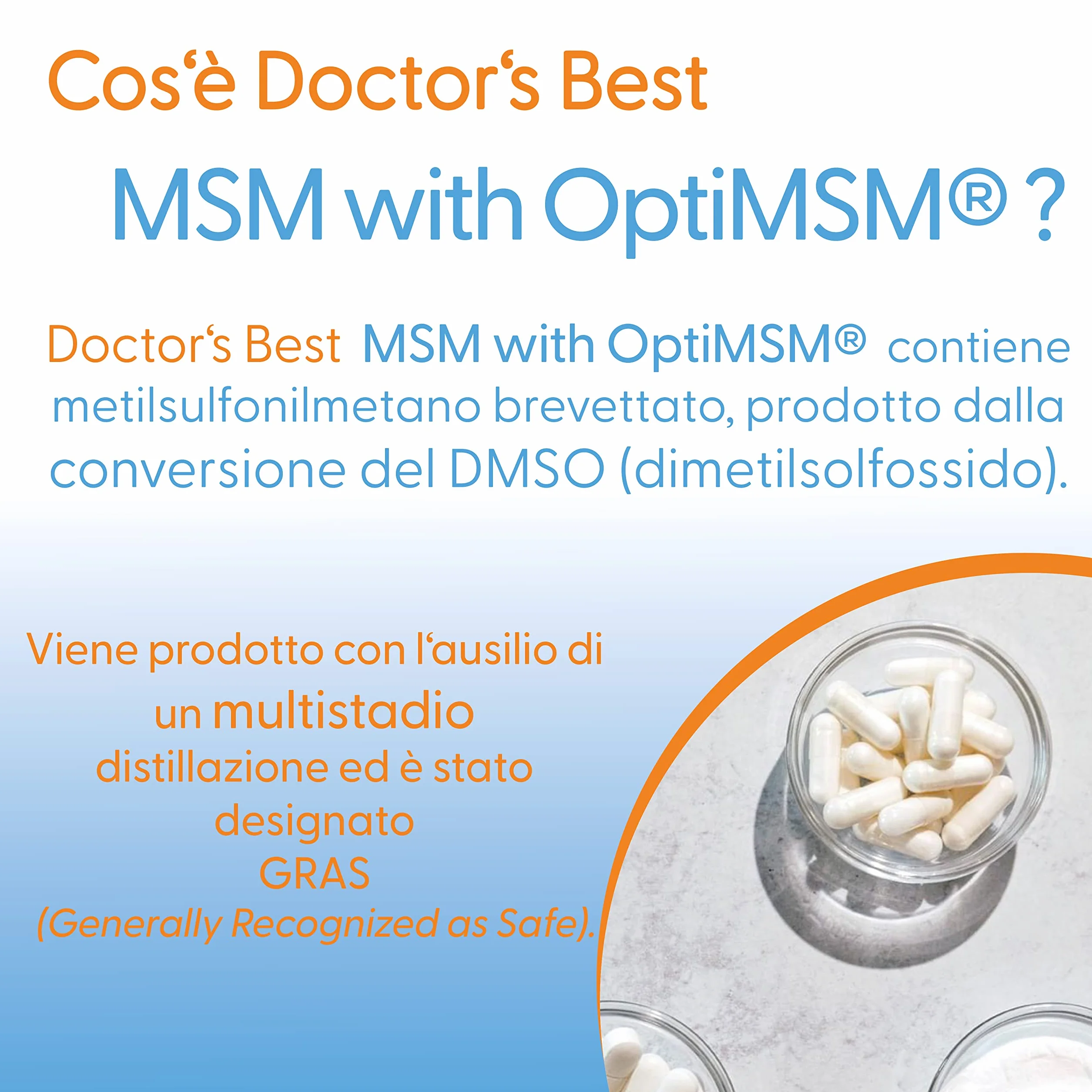 Doctor's Best MSM con OptiMSM 1.000mg 180 Capsule Zolfo Naturale