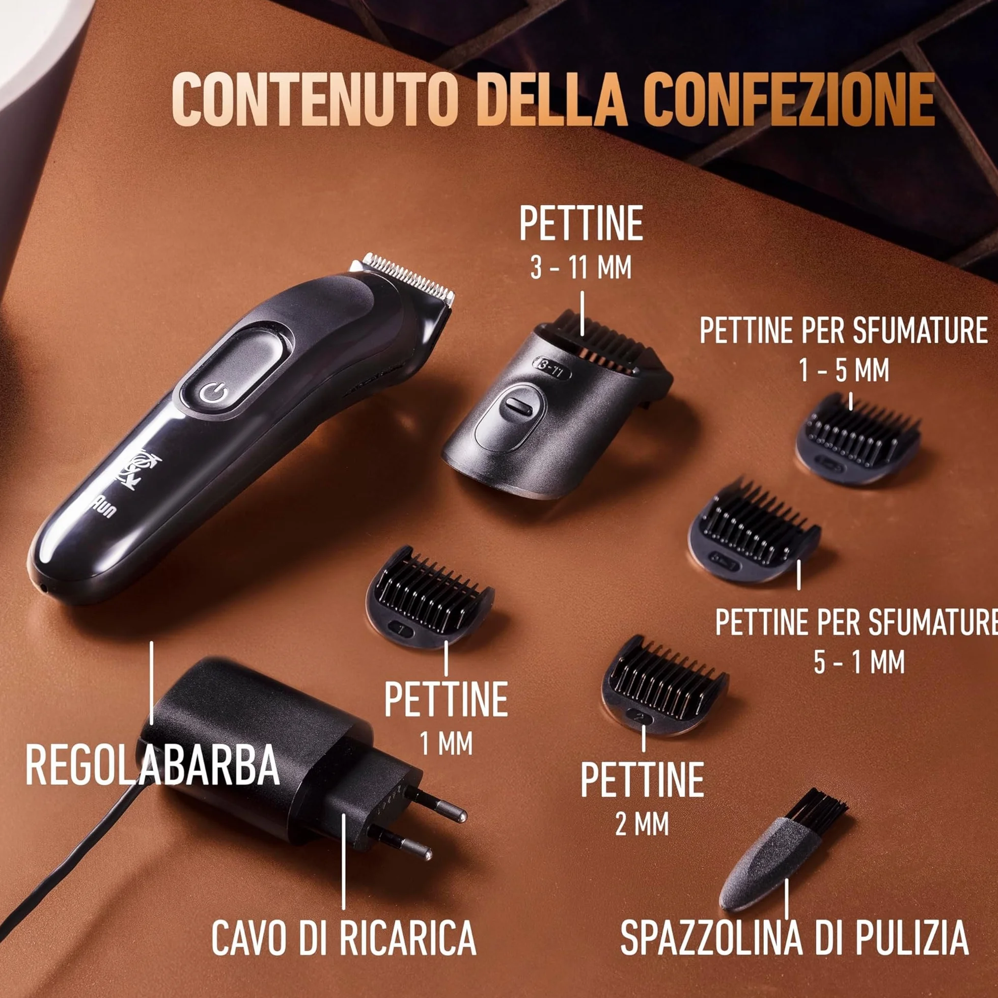 King C. Gillette Kit Regolabarba Uomo, Rasoio Barba Elettrico, 1 Testina, 3 Pettini Regolatori, 1 Spazzolina, 1 Caricatore