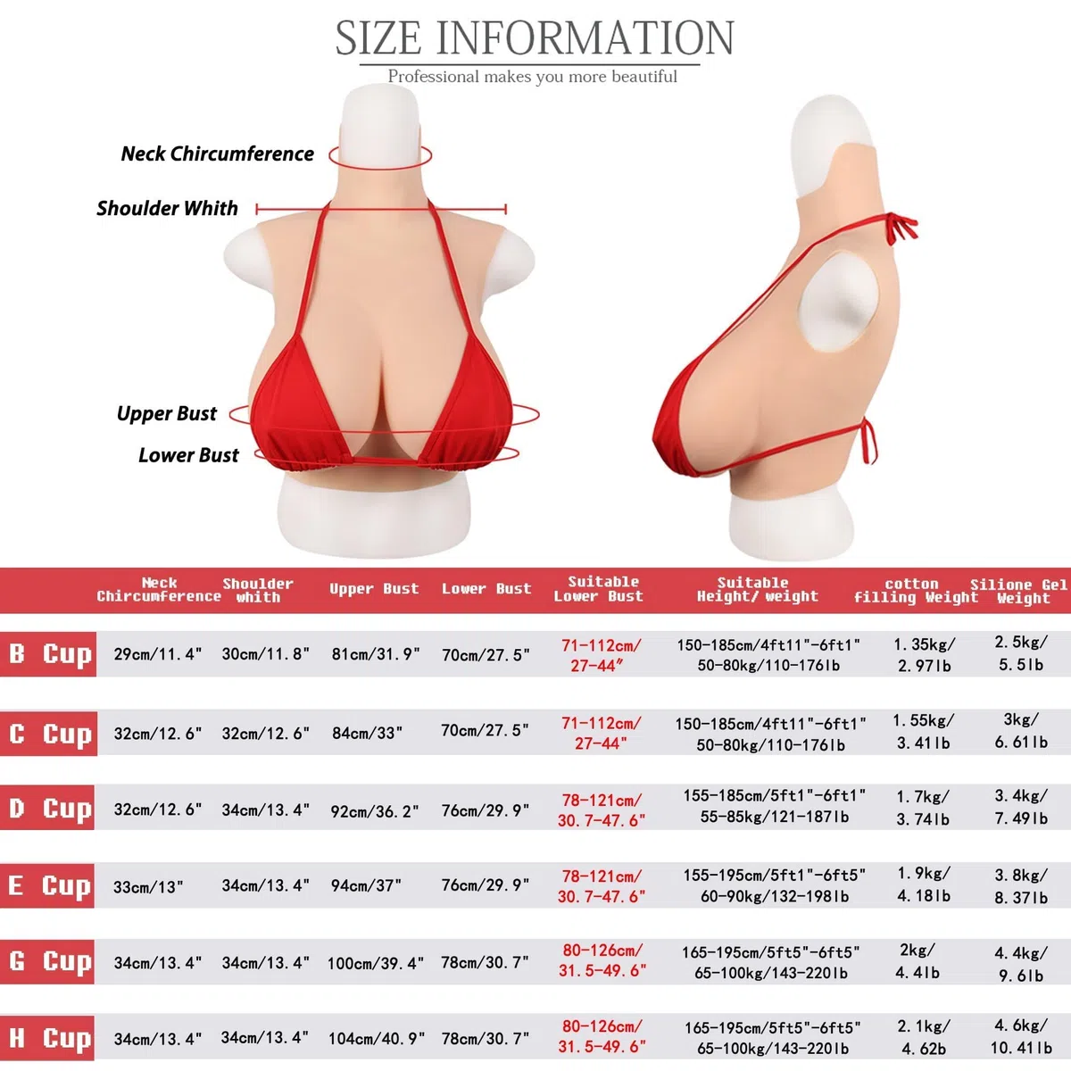 Seno in Silicone, Forme di Seno in Silicone Realistico Seni Finti Seno Artificiale Tette False Pelle Realistica B-I Cup, Protesi Del Seno Artificiale per Crossdresser Transgender Mastectomia